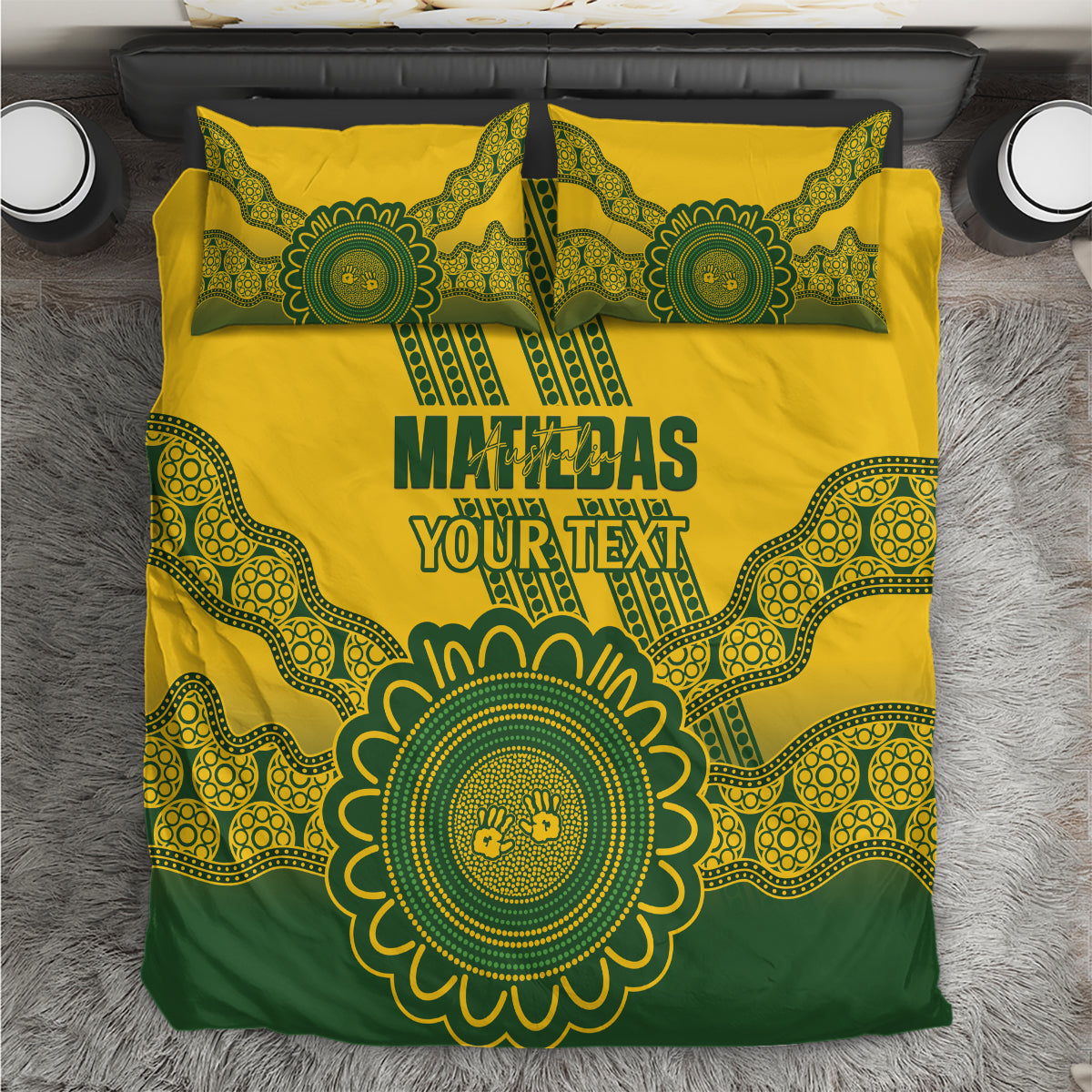 Custom Australia Matildas Bedding Set Aussie Aboriginal Gold Version - Vibe Hoodie Shop