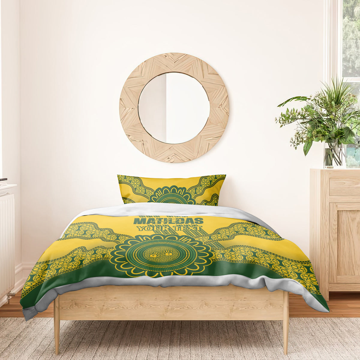 Custom Australia Matildas Bedding Set Aussie Aboriginal Gold Version - Vibe Hoodie Shop