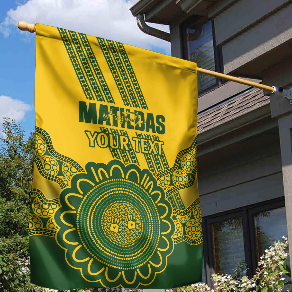 Custom Australia Matildas Garden Flag Aussie Aboriginal Gold Version - Vibe Hoodie Shop