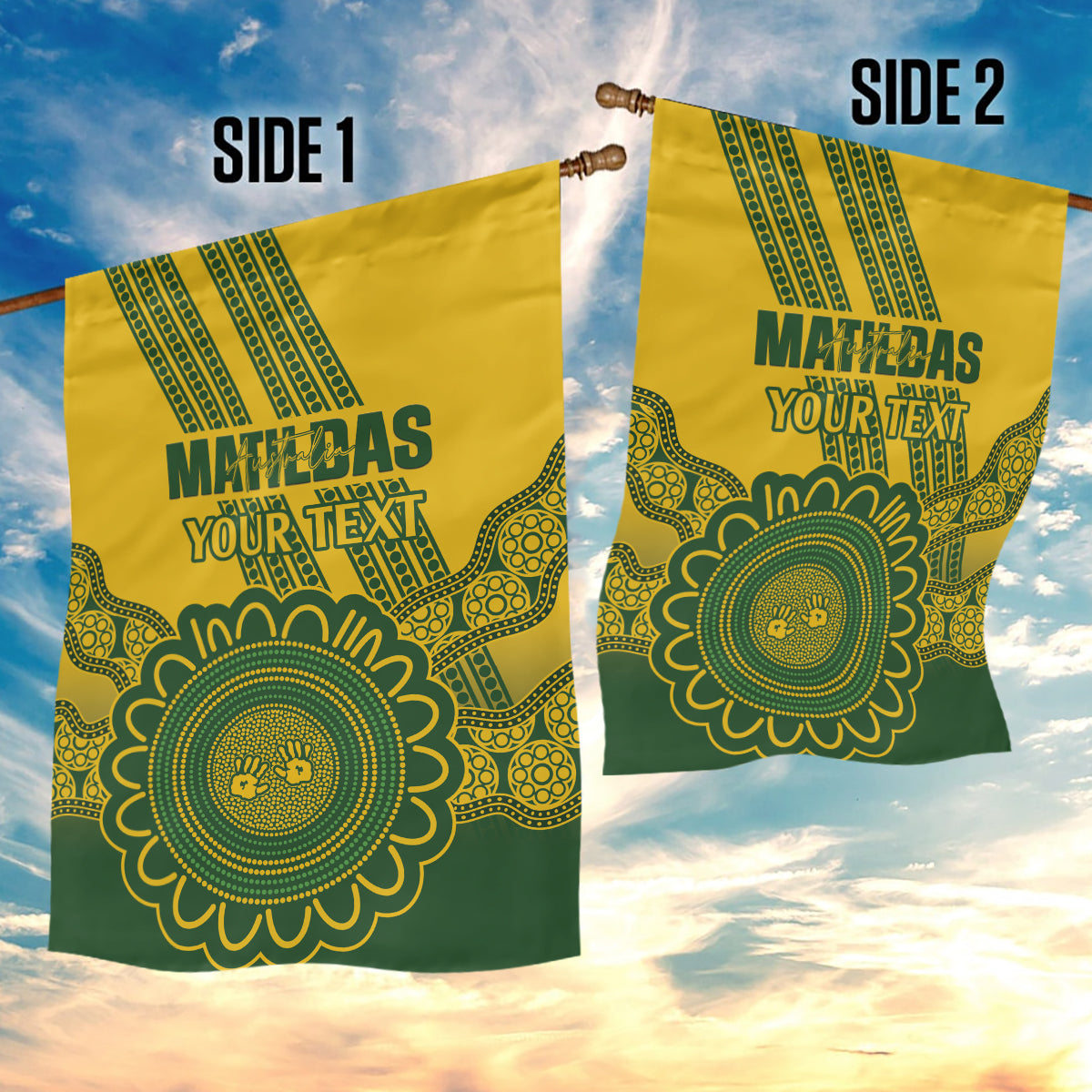 Custom Australia Matildas Garden Flag Aussie Aboriginal Gold Version - Vibe Hoodie Shop