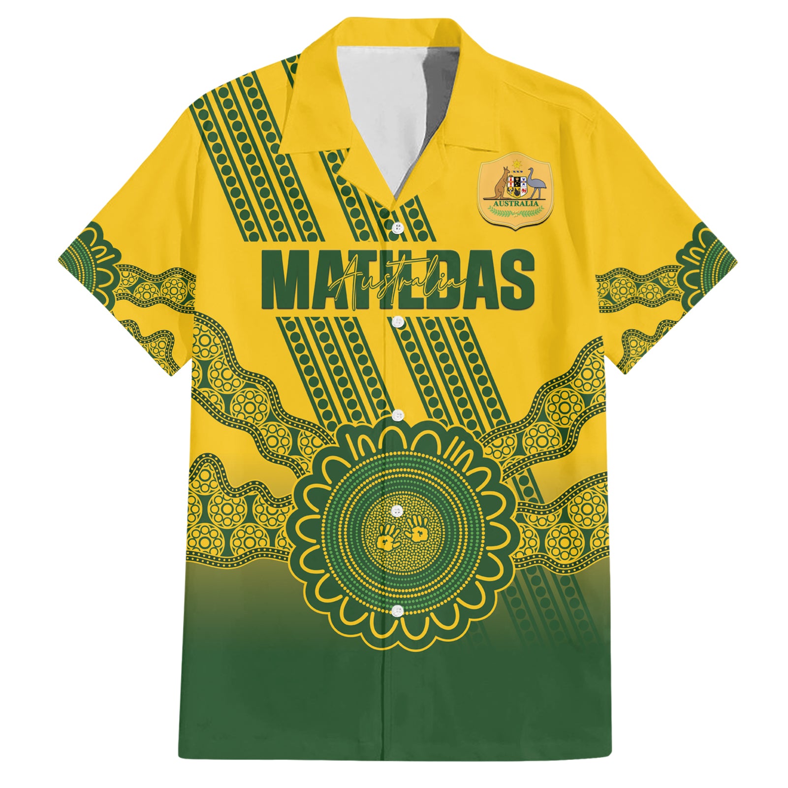 Custom Australia Matildas Hawaiian Shirt Aussie Aboriginal Gold Version - Vibe Hoodie Shop