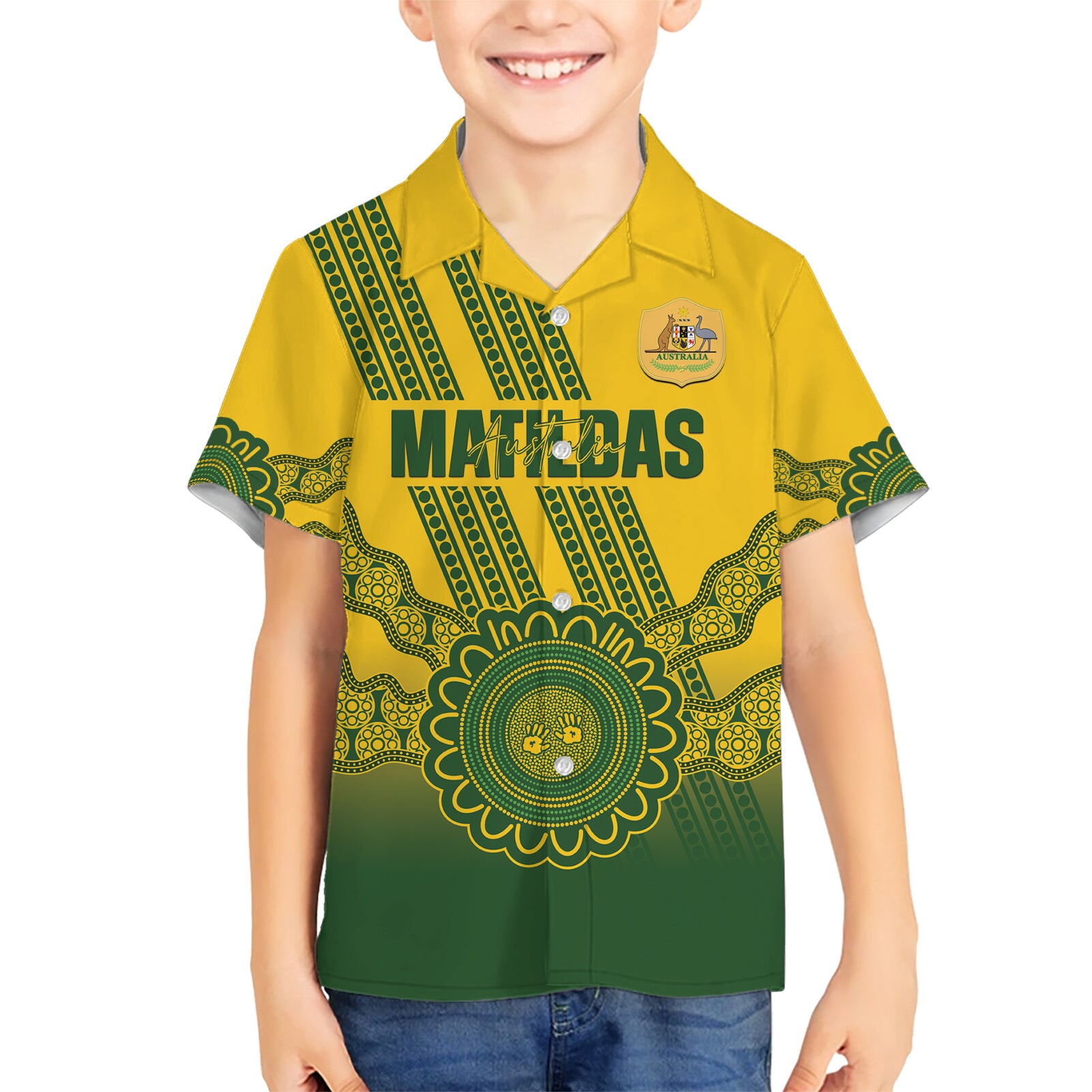 Custom Australia Matildas Hawaiian Shirt Aussie Aboriginal Gold Version - Vibe Hoodie Shop