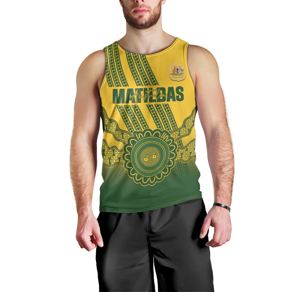 Custom Australia Matildas Men Tank Top Aussie Aboriginal Gold Version - Vibe Hoodie Shop