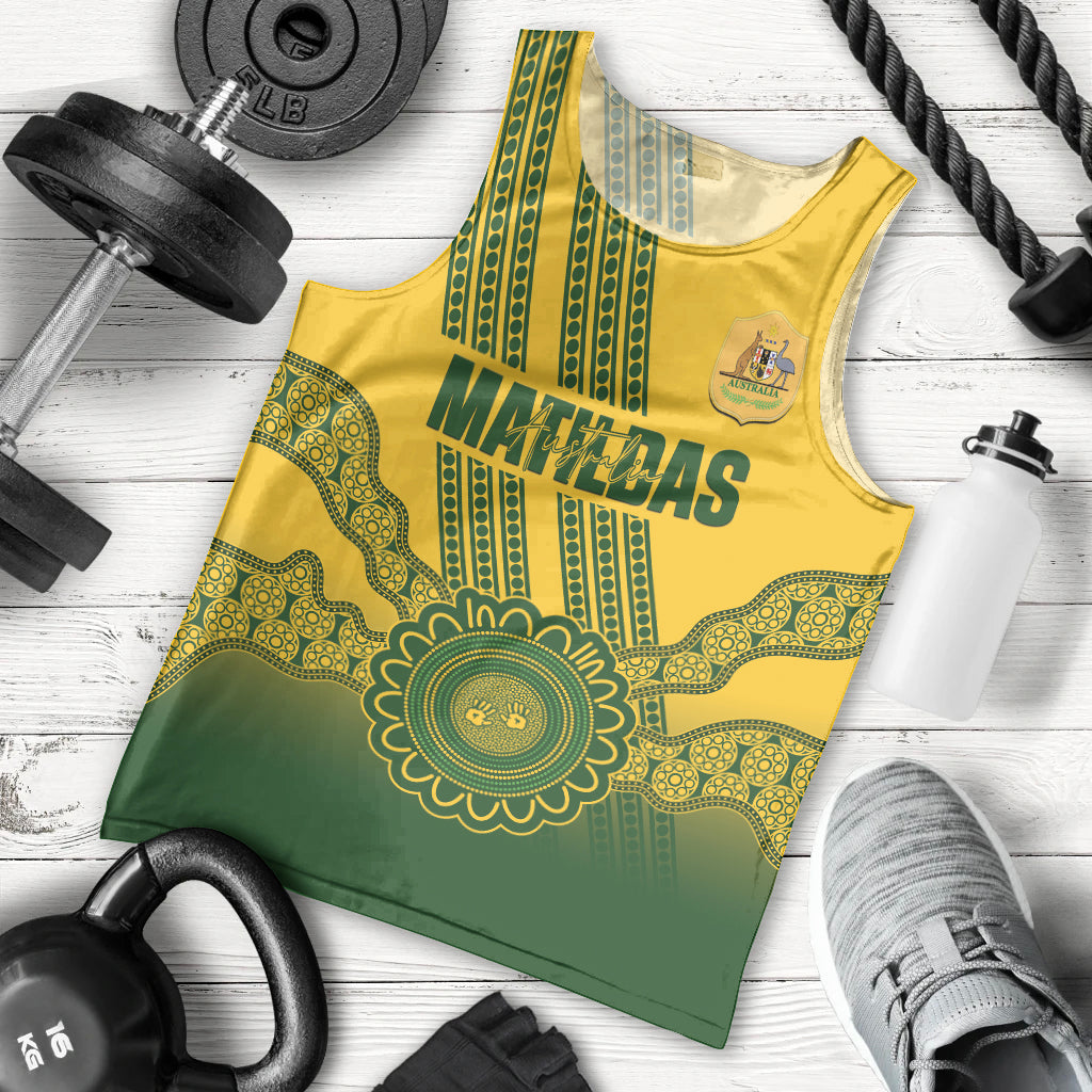 Custom Australia Matildas Men Tank Top Aussie Aboriginal Gold Version - Vibe Hoodie Shop