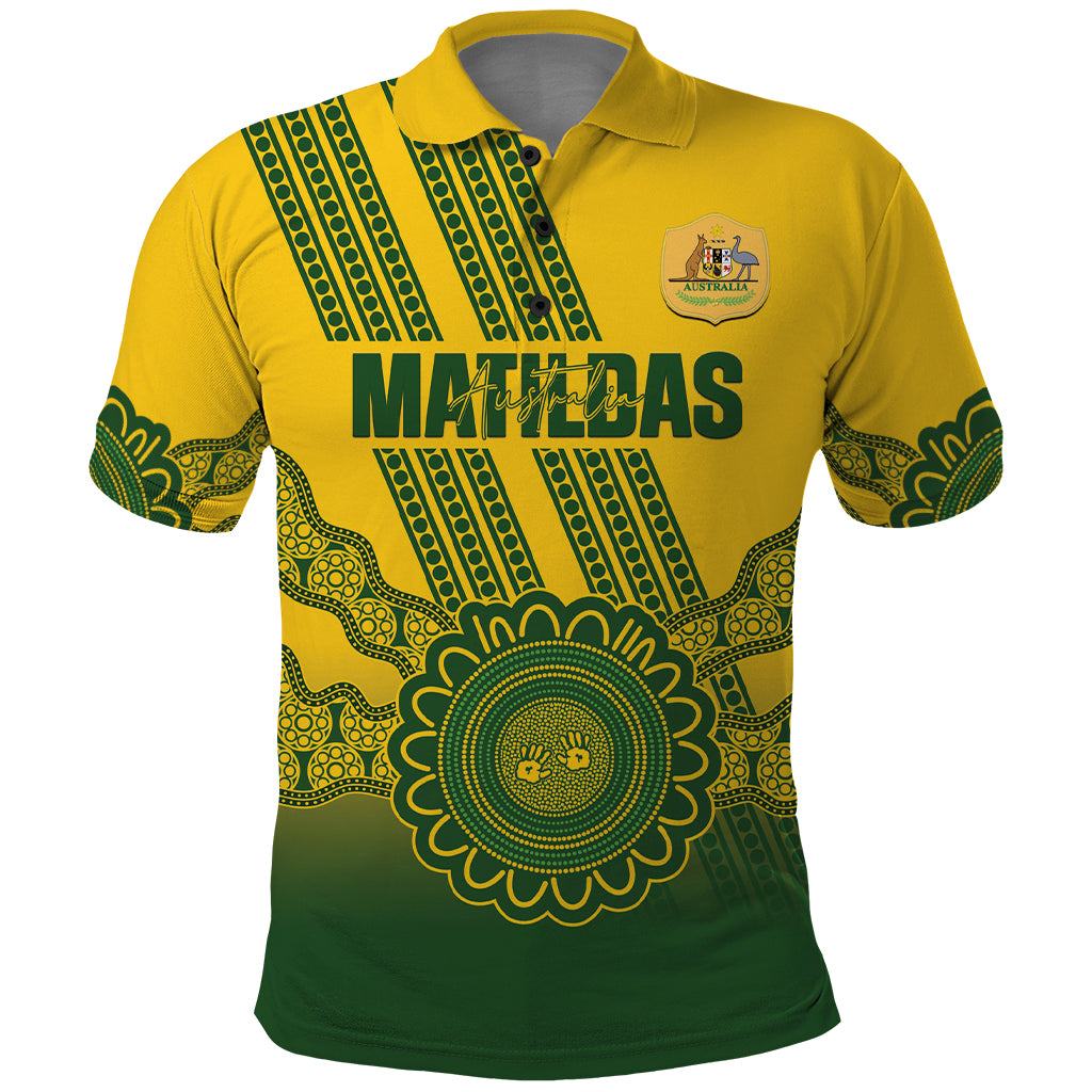 Custom Australia Matildas Polo Shirt Aussie Aboriginal Gold Version - Vibe Hoodie Shop