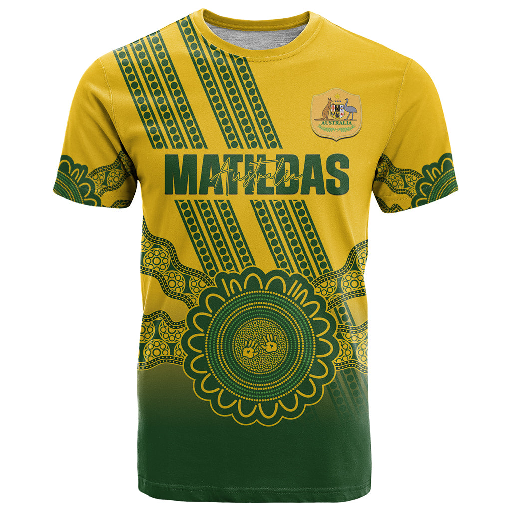 Custom Australia Matildas T Shirt Aussie Aboriginal Gold Version - Vibe Hoodie Shop