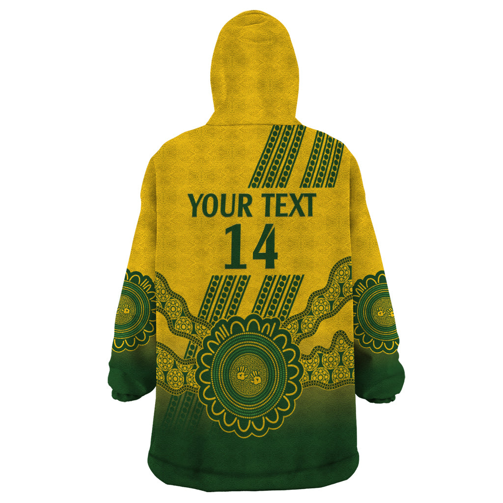 Custom Australia Matildas Wearable Blanket Hoodie Aussie Aboriginal Gold Version - Vibe Hoodie Shop