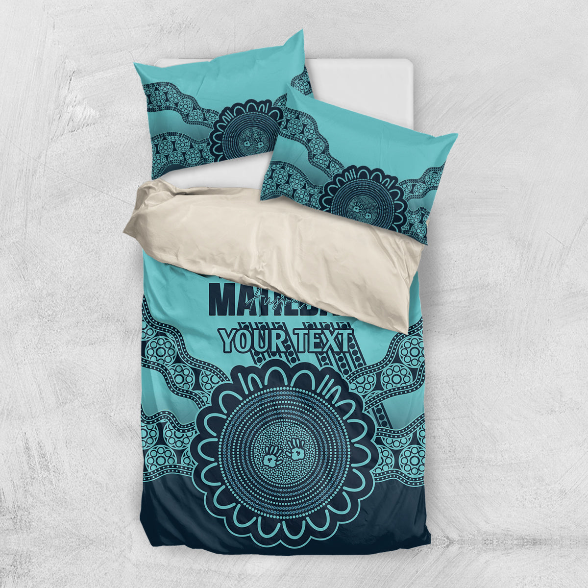 Custom Australia Matildas Bedding Set Aussie Aboriginal Turquoise Version - Vibe Hoodie Shop