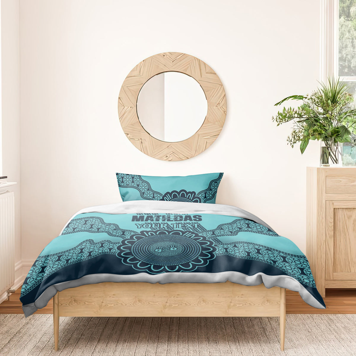 Custom Australia Matildas Bedding Set Aussie Aboriginal Turquoise Version - Vibe Hoodie Shop