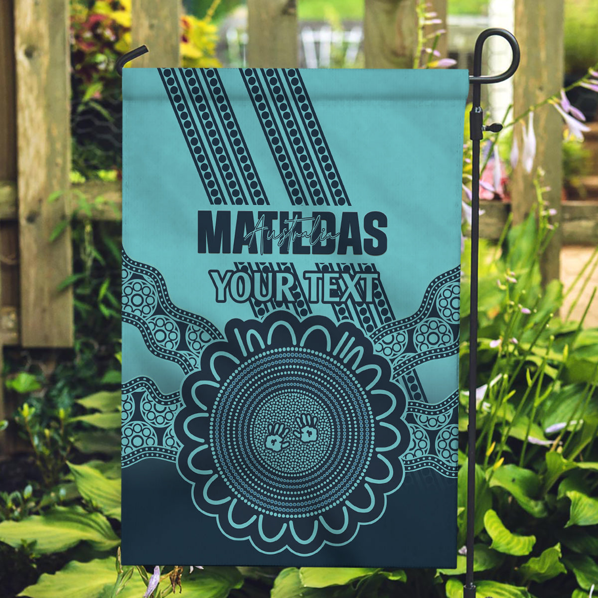 Custom Australia Matildas Garden Flag Aussie Aboriginal Turquoise Version - Vibe Hoodie Shop