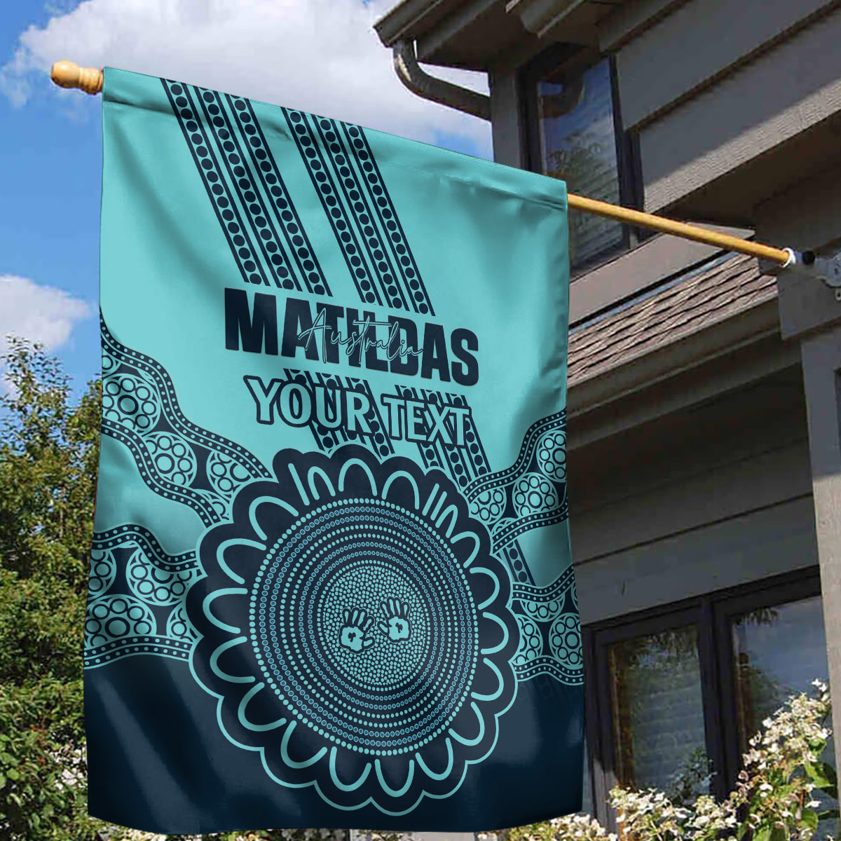 Custom Australia Matildas Garden Flag Aussie Aboriginal Turquoise Version - Vibe Hoodie Shop