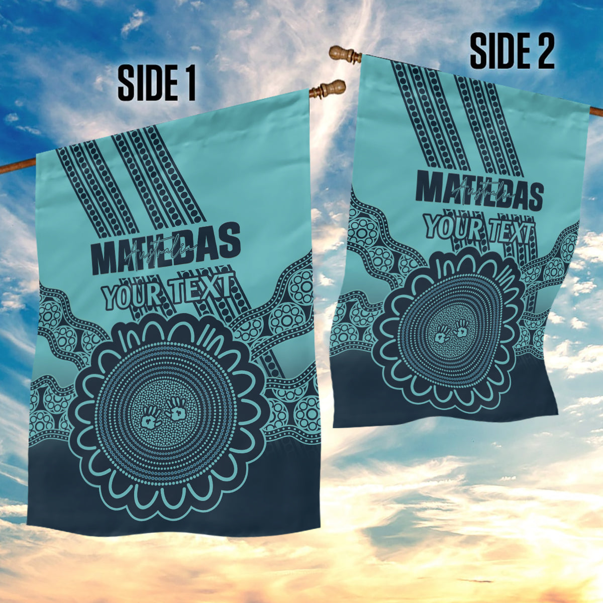 Custom Australia Matildas Garden Flag Aussie Aboriginal Turquoise Version - Vibe Hoodie Shop