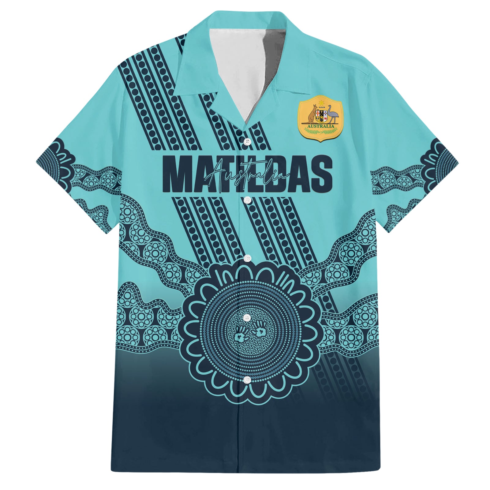 Custom Australia Matildas Hawaiian Shirt Aussie Aboriginal Turquoise Version - Vibe Hoodie Shop