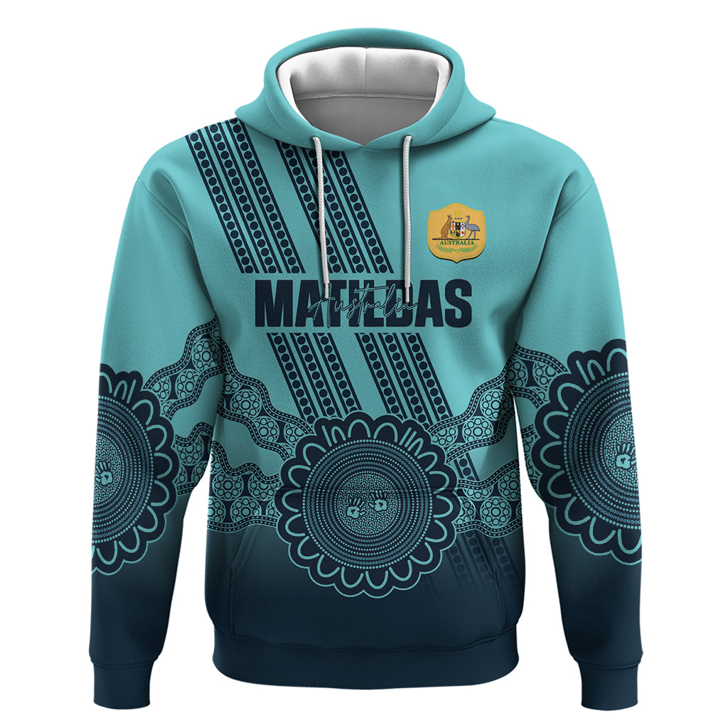 Custom Australia Matildas Hoodie Aussie Aboriginal Turquoise Version - Vibe Hoodie Shop