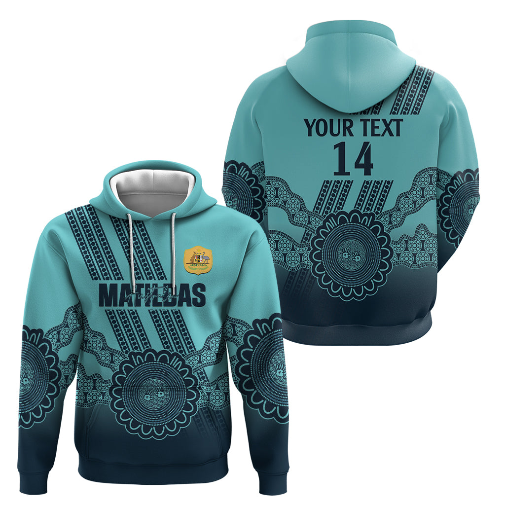 Custom Australia Matildas Hoodie Aussie Aboriginal Turquoise Version - Vibe Hoodie Shop