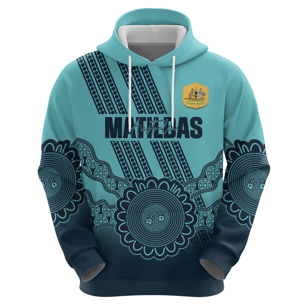 Custom Australia Matildas Hoodie Aussie Aboriginal Turquoise Version - Vibe Hoodie Shop