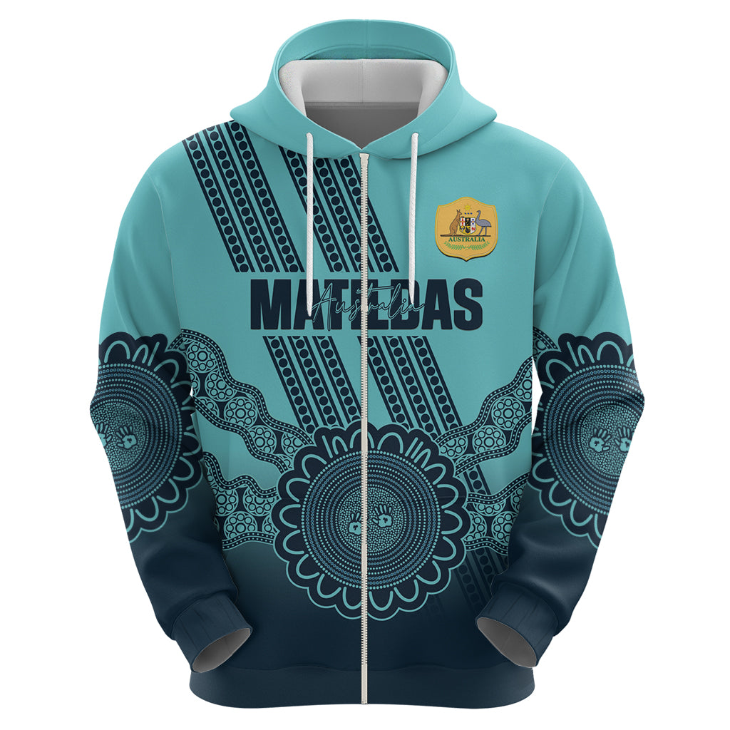 Custom Australia Matildas Hoodie Aussie Aboriginal Turquoise Version - Vibe Hoodie Shop