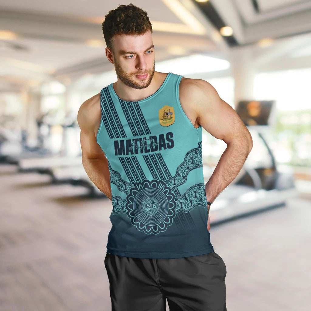 Custom Australia Matildas Men Tank Top Aussie Aboriginal Turquoise Version - Vibe Hoodie Shop