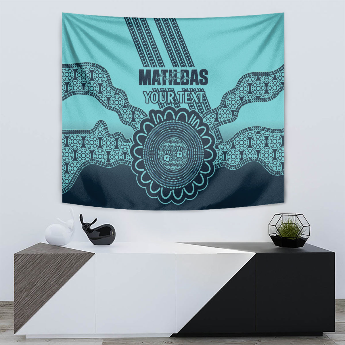 Custom Australia Matildas Tapestry Aussie Aboriginal Turquoise Version - Vibe Hoodie Shop