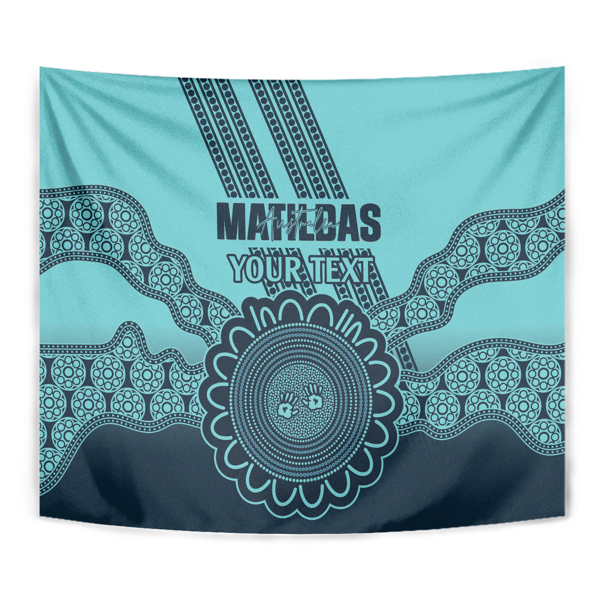 Custom Australia Matildas Tapestry Aussie Aboriginal Turquoise Version - Vibe Hoodie Shop