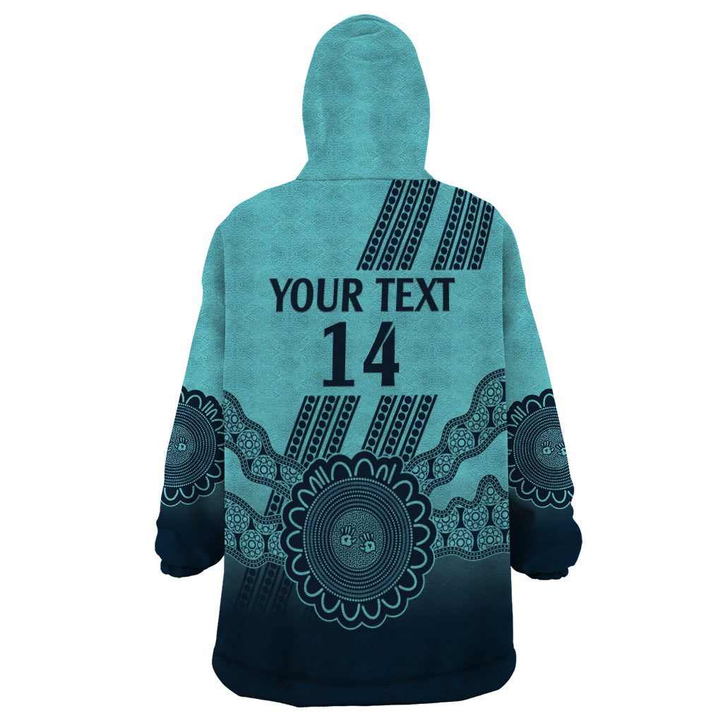 Custom Australia Matildas Wearable Blanket Hoodie Aussie Aboriginal Turquoise Version - Vibe Hoodie Shop