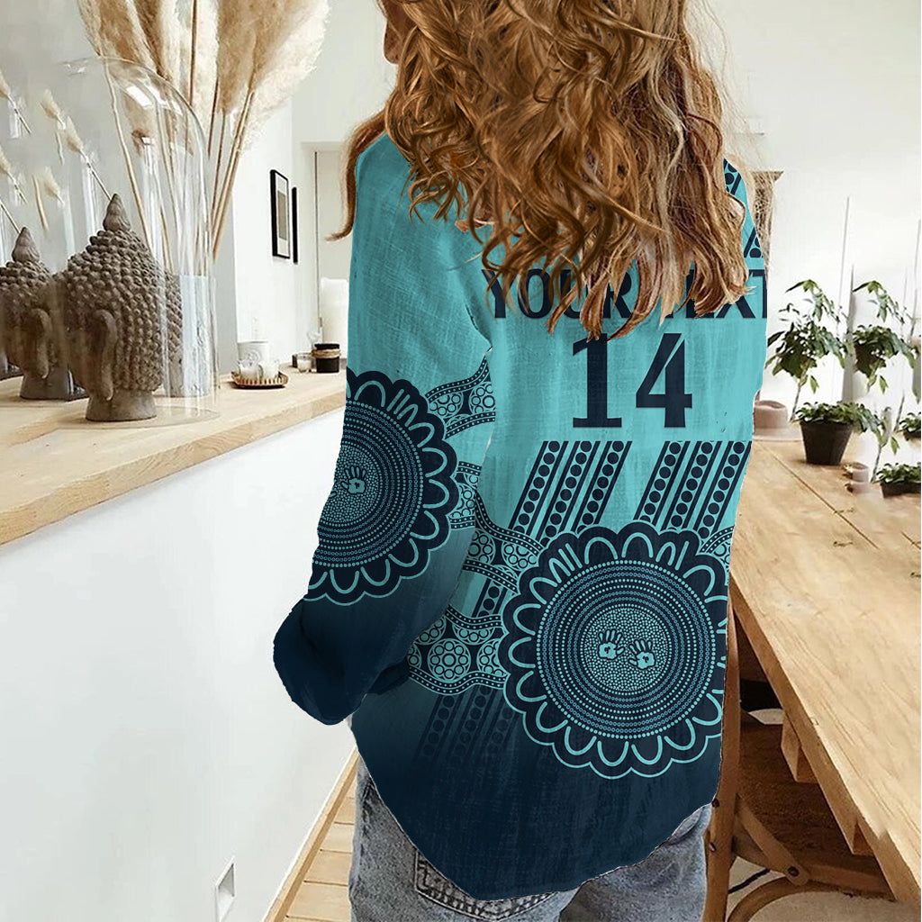 Custom Australia Matildas Women Casual Shirt Aussie Aboriginal Turquoise Version - Vibe Hoodie Shop