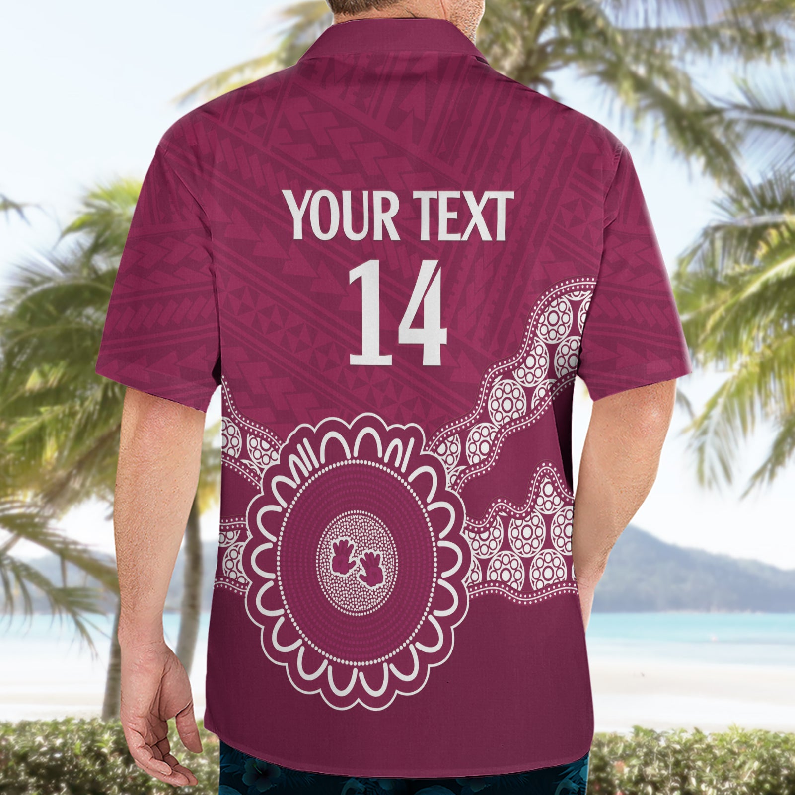 Custom QLD Maroons Rugby Hawaiian Shirt Aussie Aboriginal Mix Polynesian Pattern - Vibe Hoodie Shop