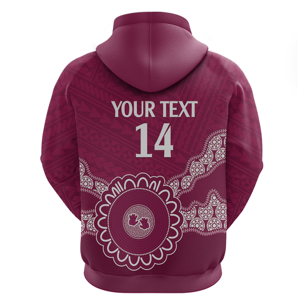 Custom QLD Maroons Rugby Hoodie Aussie Aboriginal Mix Polynesian Pattern - Vibe Hoodie Shop