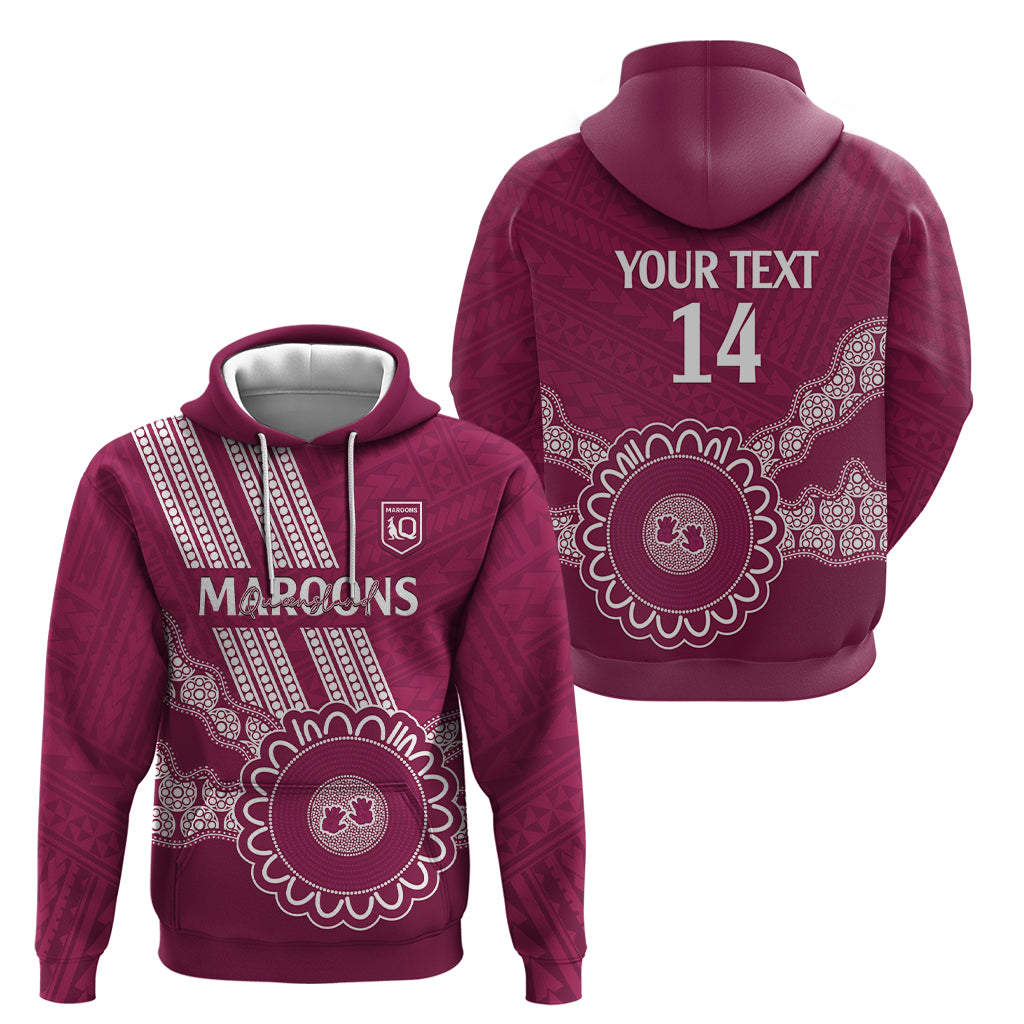 Custom QLD Maroons Rugby Hoodie Aussie Aboriginal Mix Polynesian Pattern - Vibe Hoodie Shop