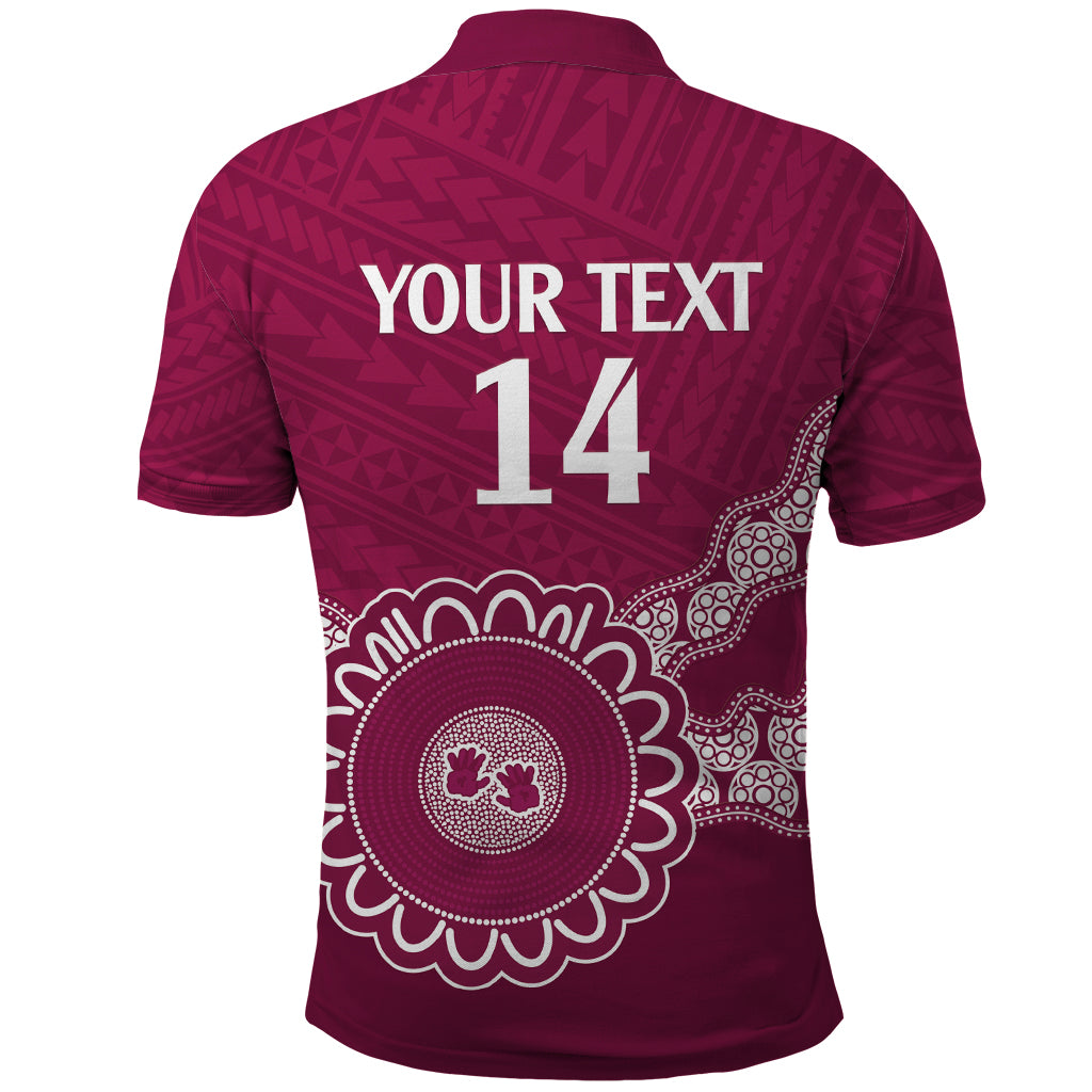Custom QLD Maroons Rugby Polo Shirt Aussie Aboriginal Mix Polynesian Pattern - Vibe Hoodie Shop