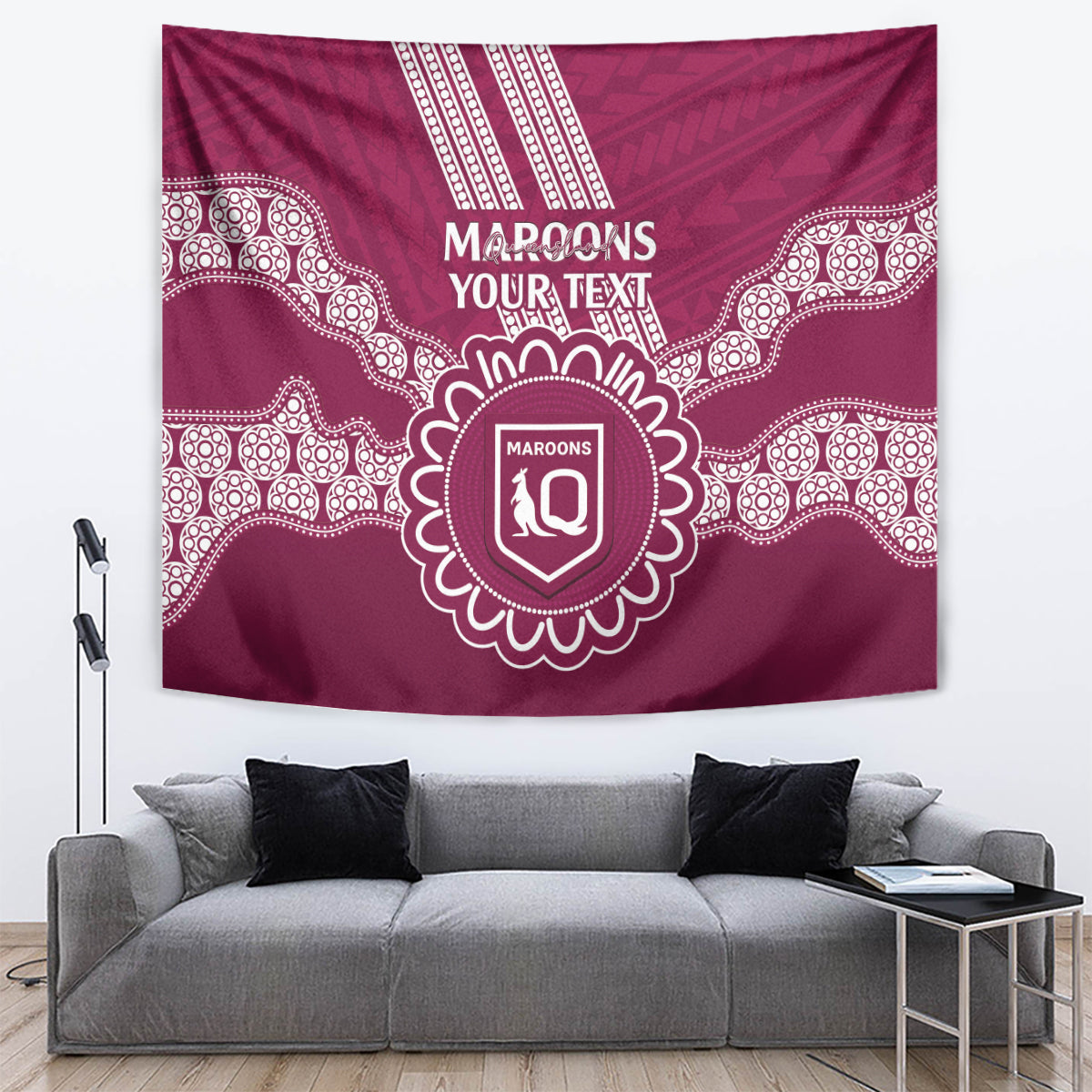 Custom QLD Maroons Rugby Tapestry Aussie Aboriginal Mix Polynesian Pattern - Vibe Hoodie Shop