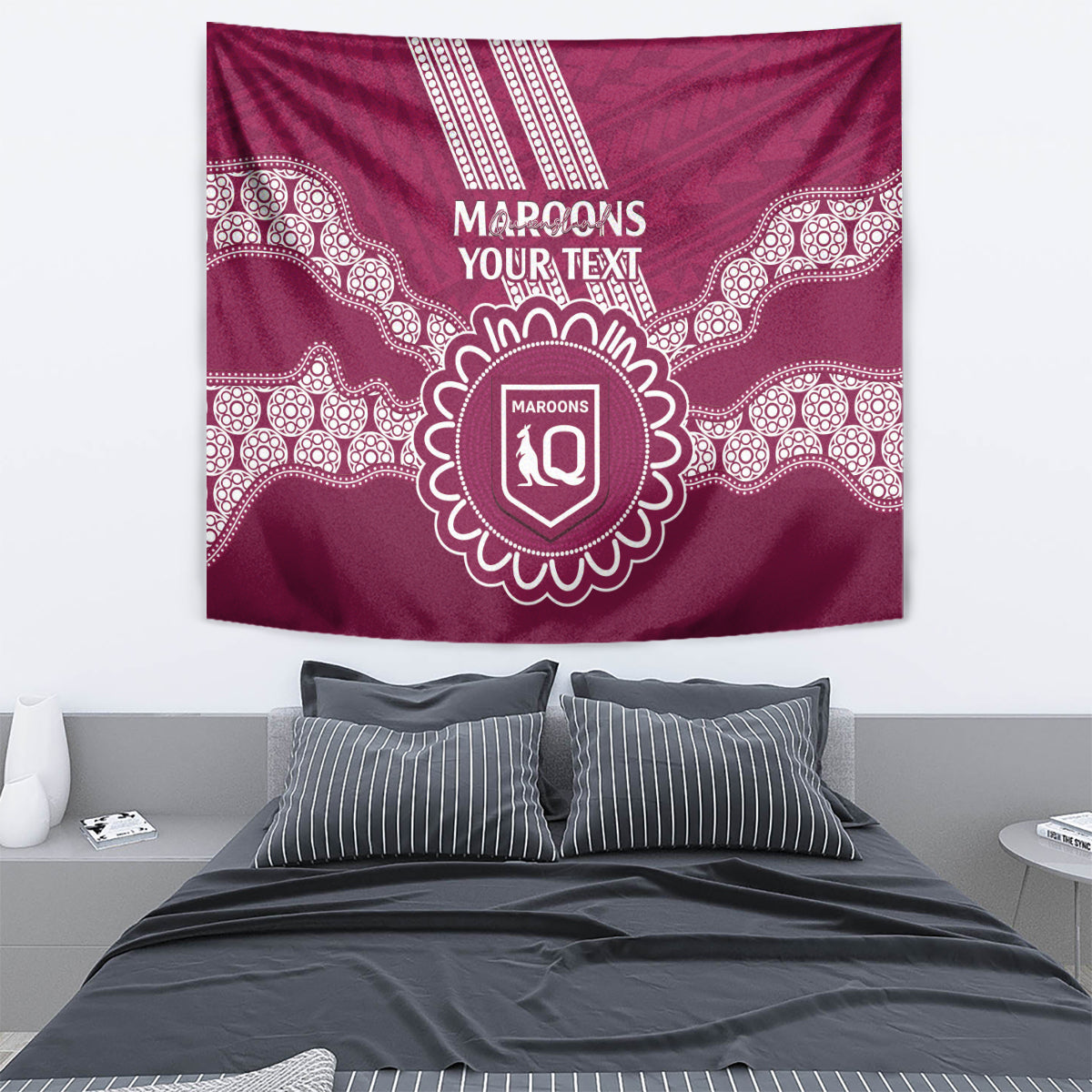 Custom QLD Maroons Rugby Tapestry Aussie Aboriginal Mix Polynesian Pattern - Vibe Hoodie Shop