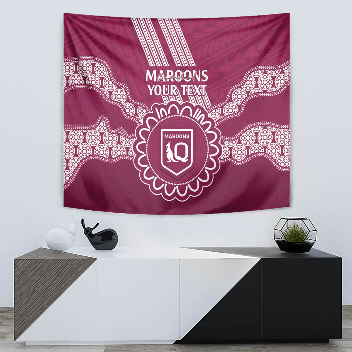 Custom QLD Maroons Rugby Tapestry Aussie Aboriginal Mix Polynesian Pattern - Vibe Hoodie Shop