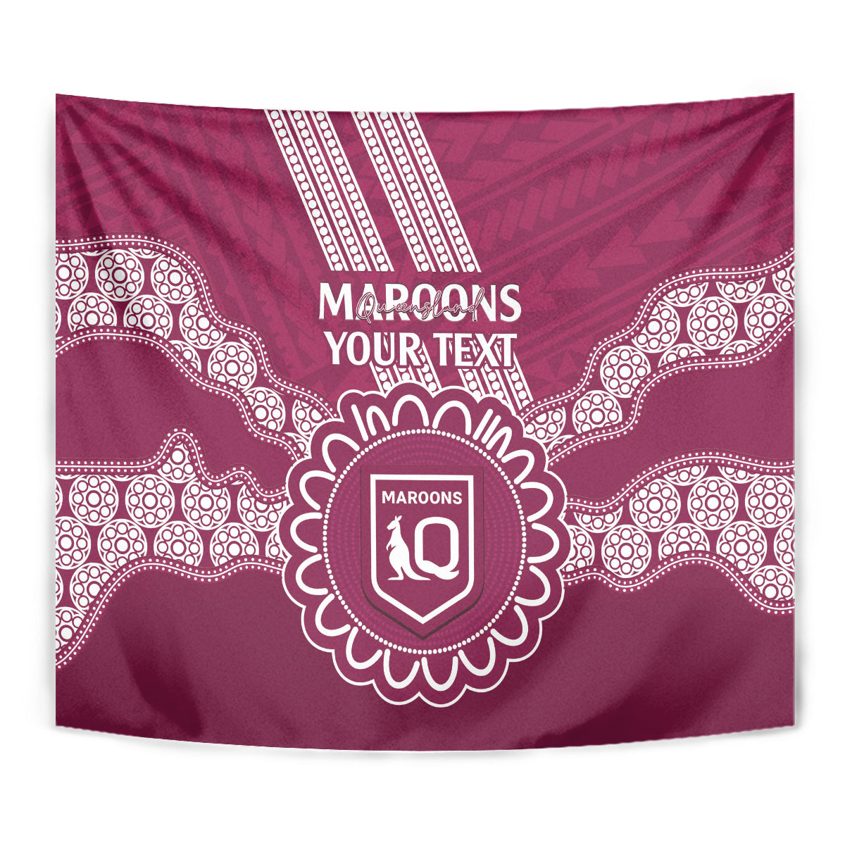 Custom QLD Maroons Rugby Tapestry Aussie Aboriginal Mix Polynesian Pattern - Vibe Hoodie Shop