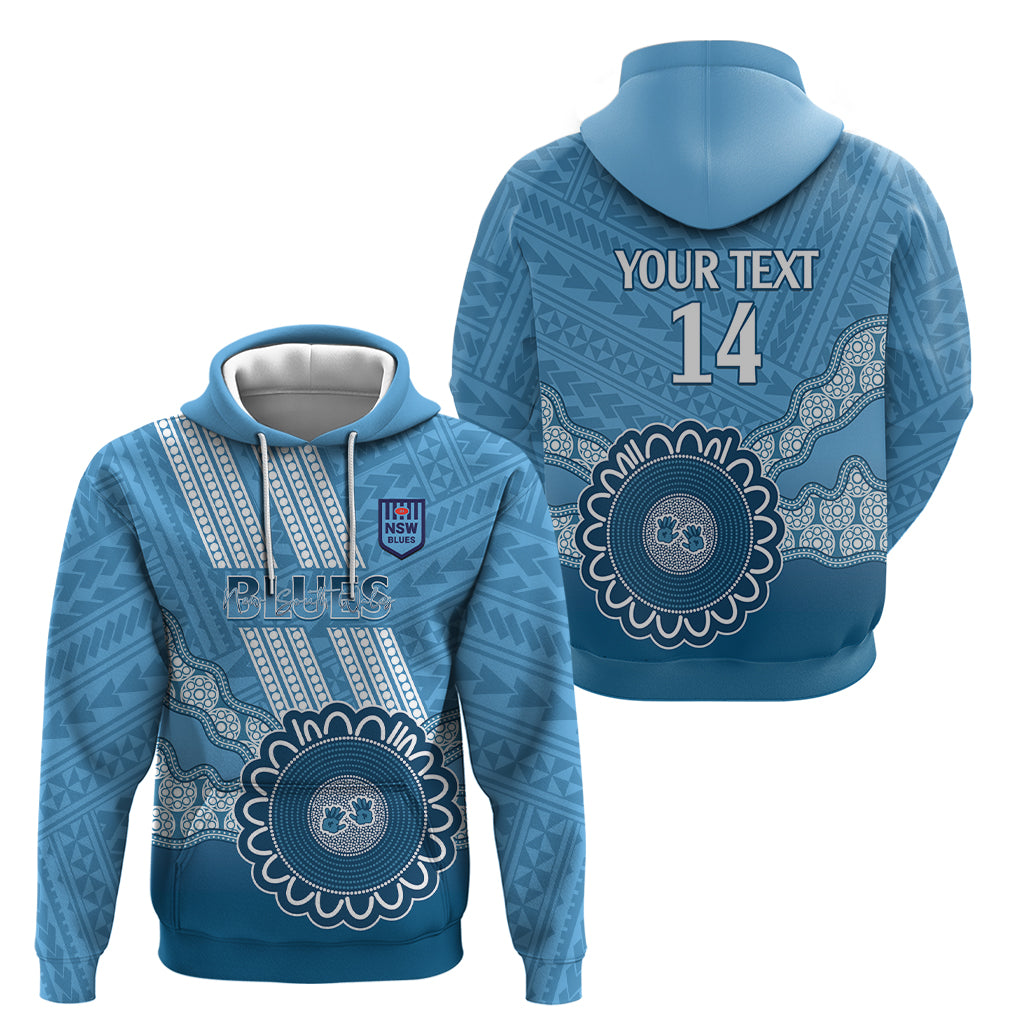 Custom NSW Blues Rugby Hoodie Aussie Aboriginal Mix Polynesian Pattern - Vibe Hoodie Shop