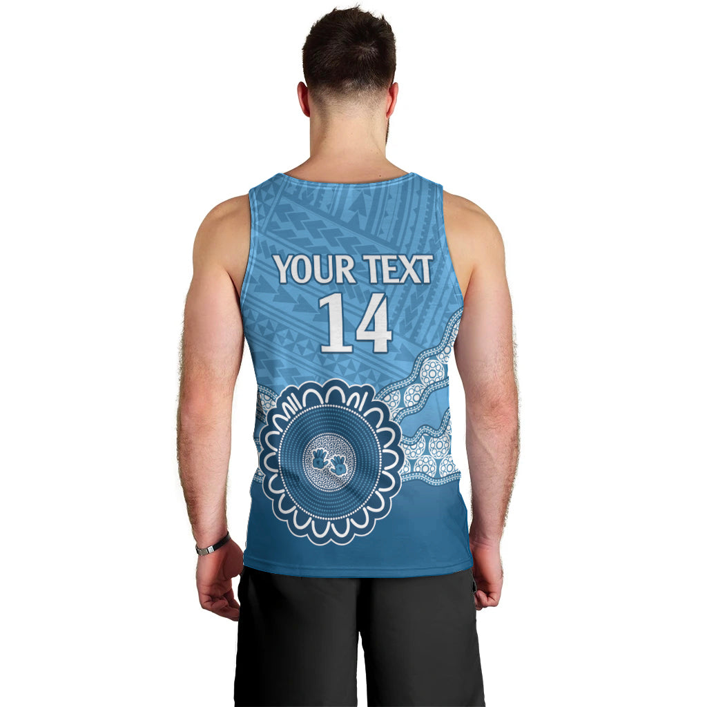 Custom NSW Blues Rugby Men Tank Top Aussie Aboriginal Mix Polynesian Pattern - Vibe Hoodie Shop