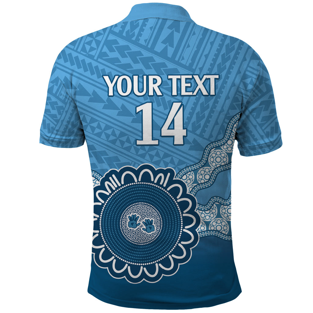 Custom NSW Blues Rugby Polo Shirt Aussie Aboriginal Mix Polynesian Pattern - Vibe Hoodie Shop