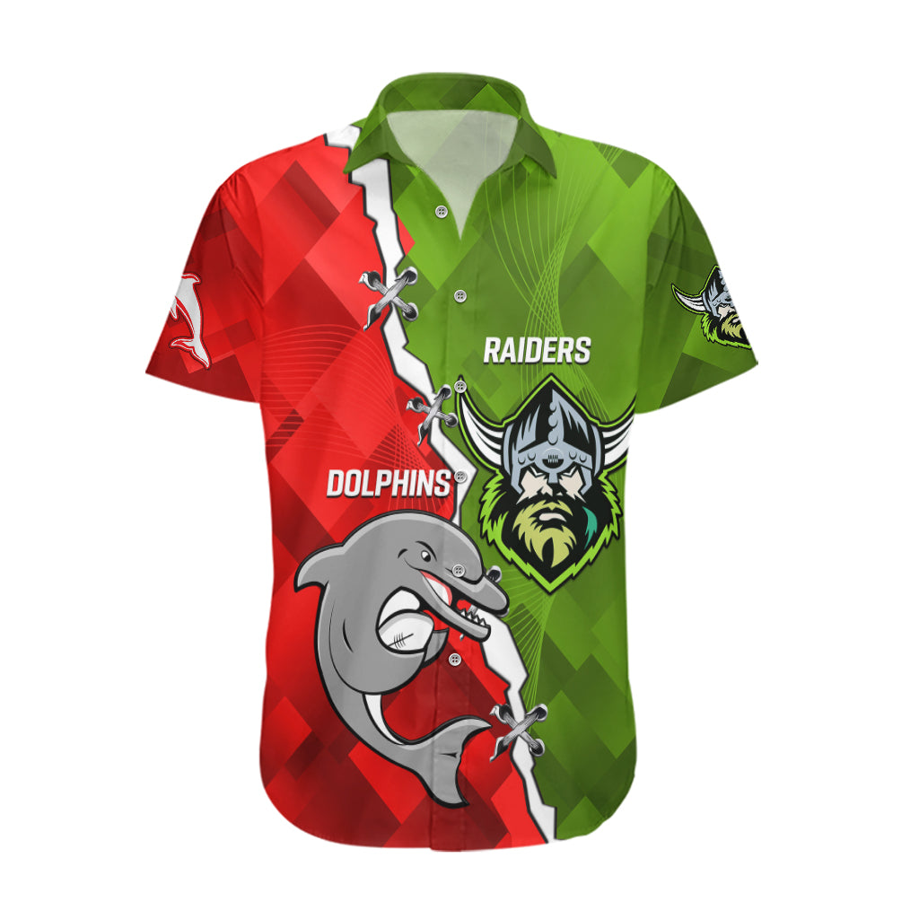 Personalised Dolphins and Raiders Rugby Hawaiian Shirt 2023 Sporty Version - Vibe Hoodie Shop