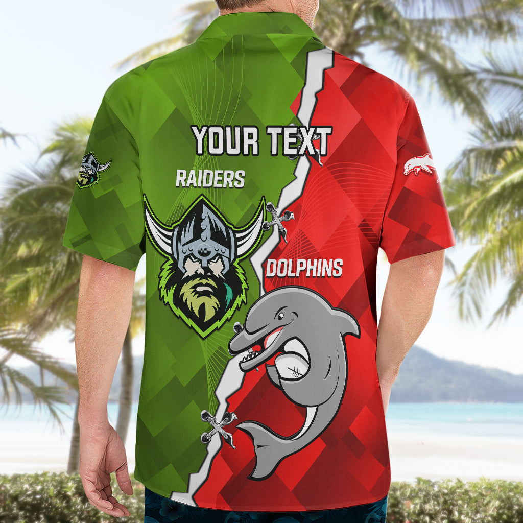 Personalised Dolphins and Raiders Rugby Hawaiian Shirt 2023 Sporty Version - Vibe Hoodie Shop