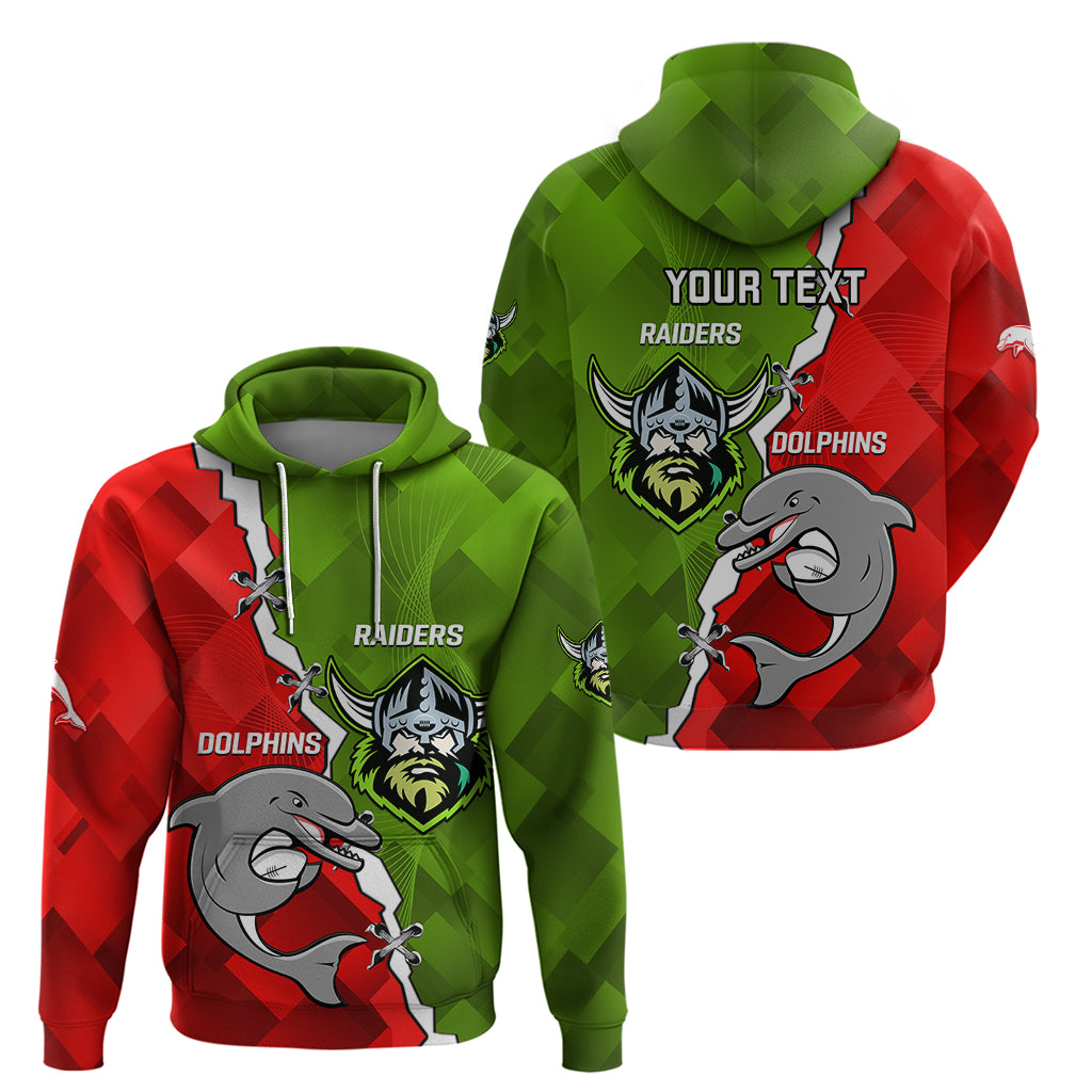 Personalised Dolphins and Raiders Rugby Hoodie 2023 Sporty Version - Vibe Hoodie Shop