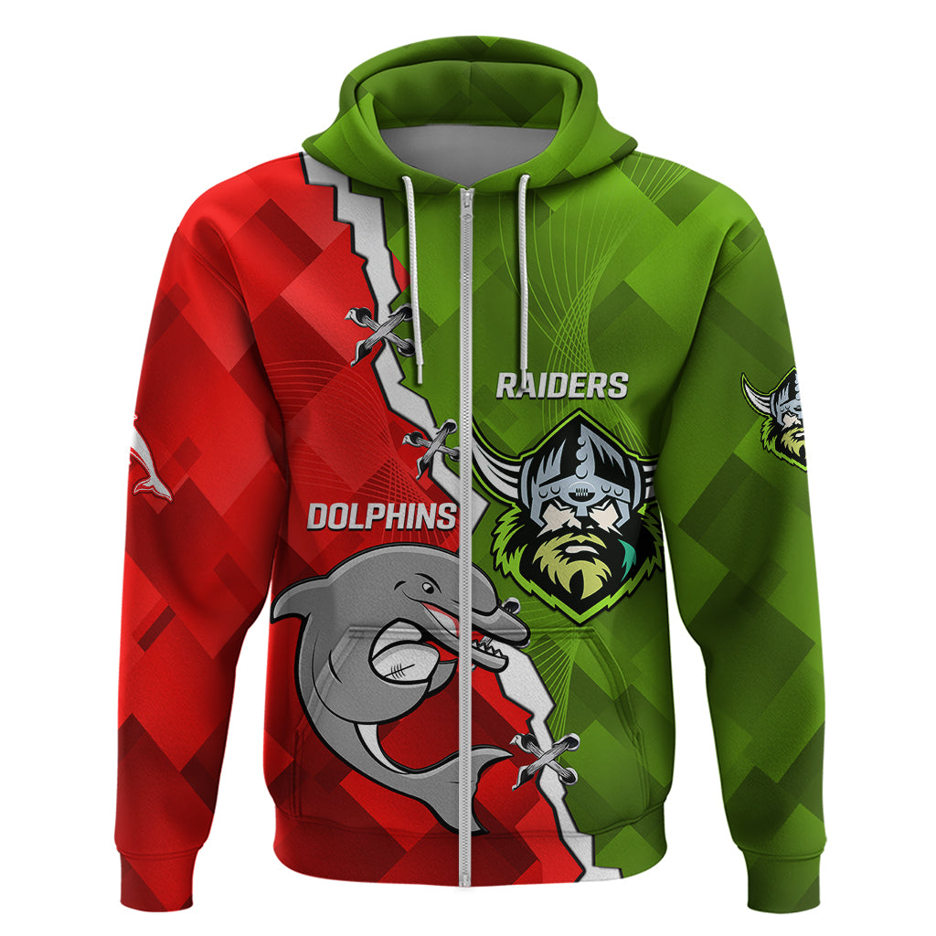 Personalised Dolphins and Raiders Rugby Hoodie 2023 Sporty Version - Vibe Hoodie Shop