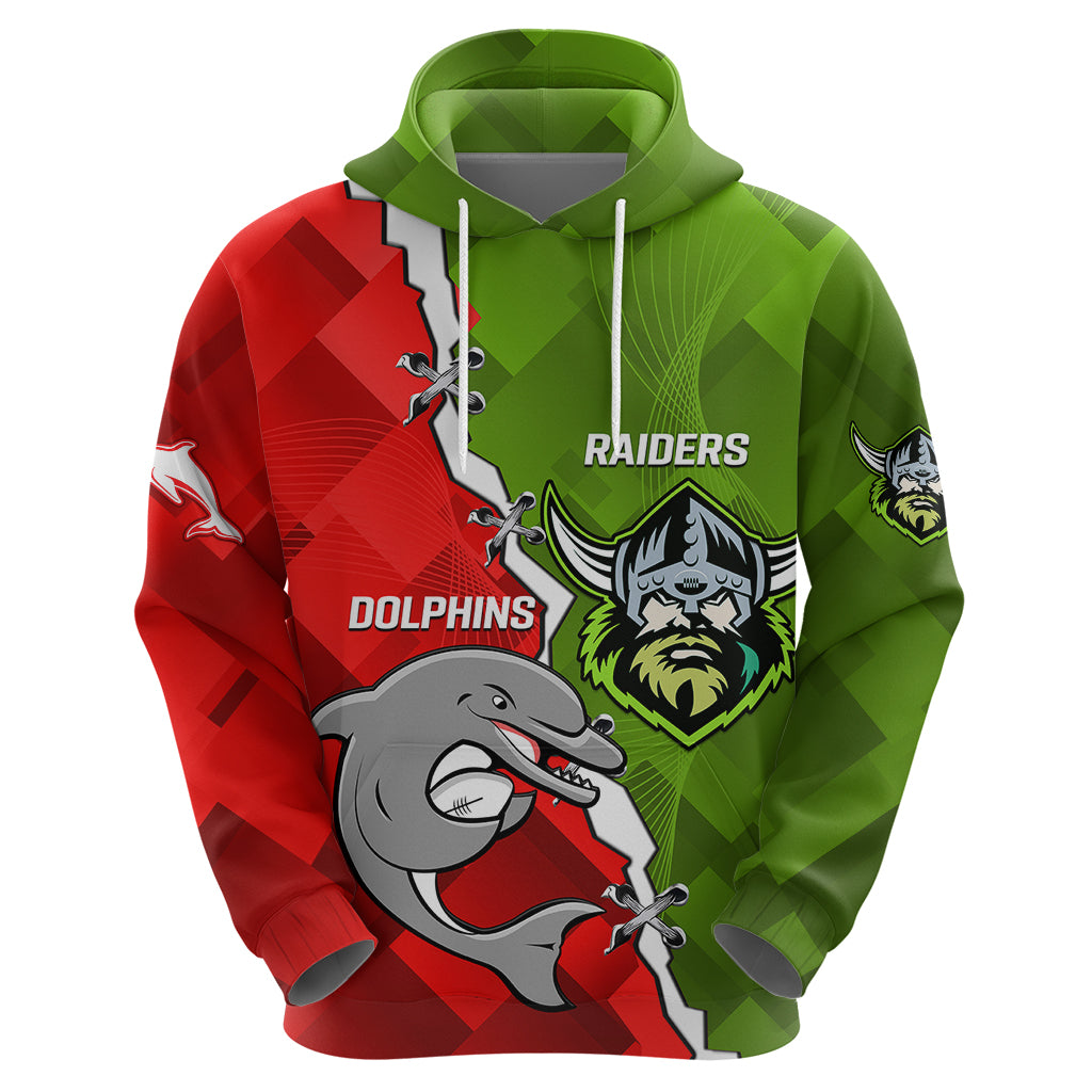 Personalised Dolphins and Raiders Rugby Hoodie 2023 Sporty Version - Vibe Hoodie Shop
