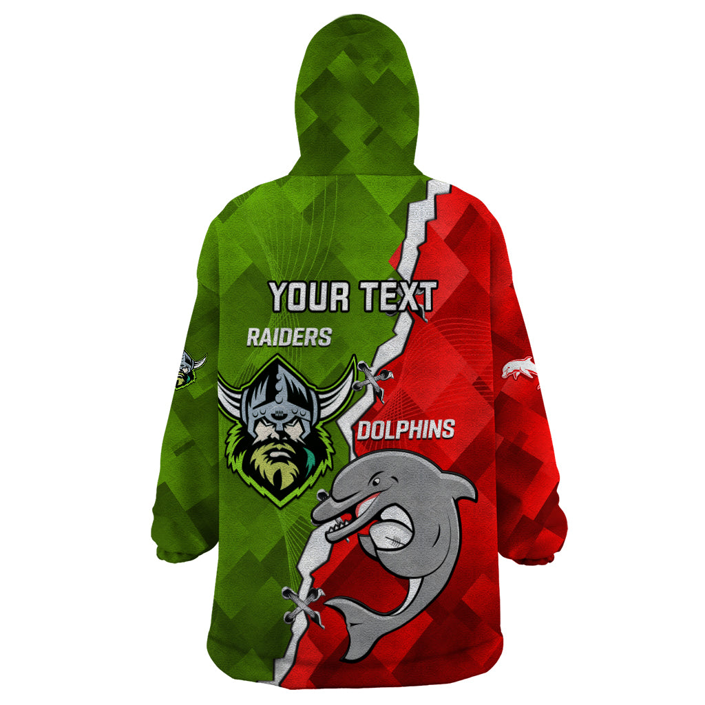 Personalised Dolphins and Raiders Rugby Wearable Blanket Hoodie 2023 Sporty Version - Vibe Hoodie Shop