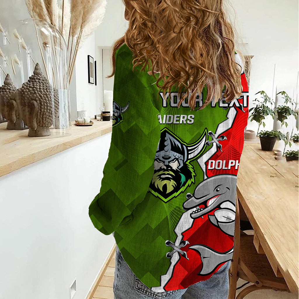 Personalised Dolphins and Raiders Rugby Women Casual Shirt 2023 Sporty Version - Vibe Hoodie Shop