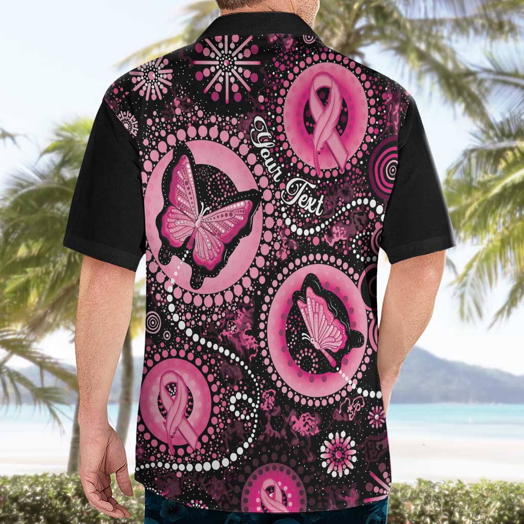 Personalised Australia Indigenous Hawaiian Shirt Breast Cancer Ribbon Think Pink - Black Version - Vibe Hoodie Shop