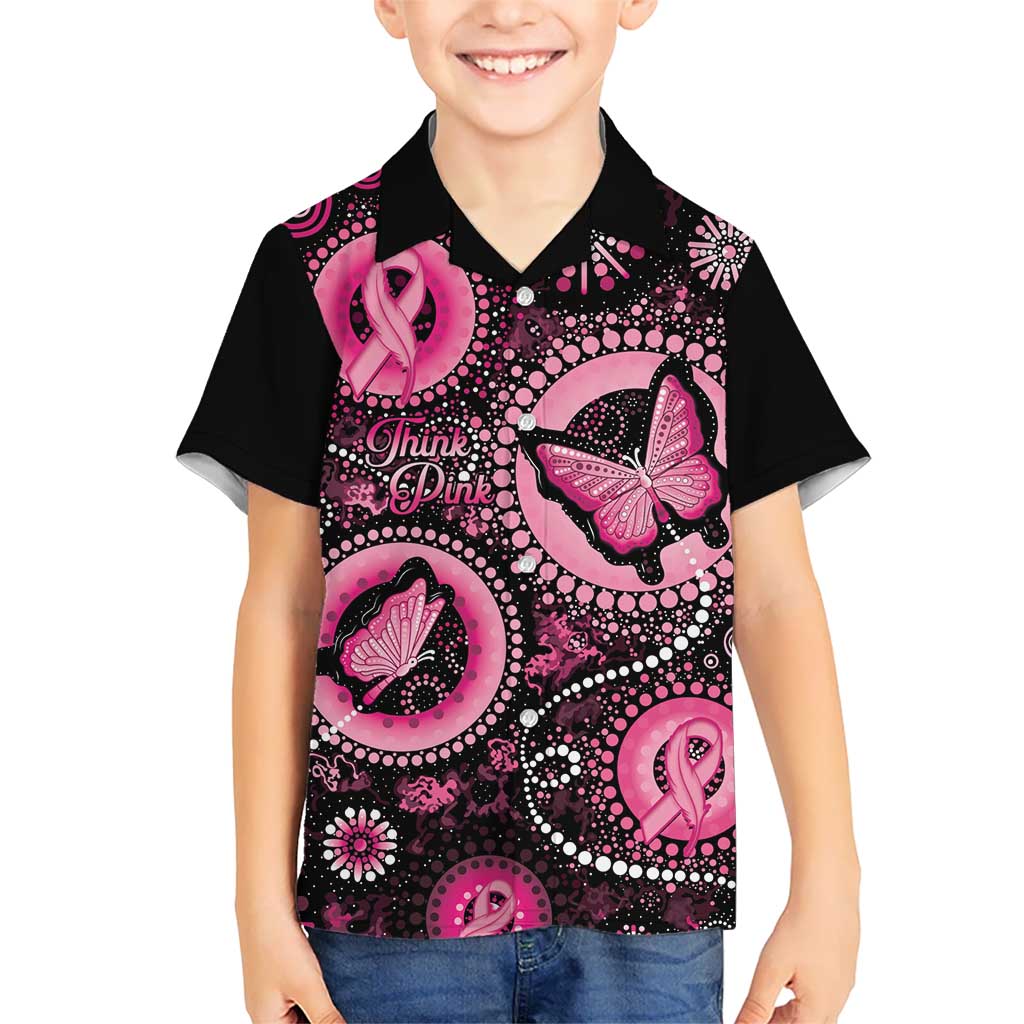 Personalised Australia Indigenous Hawaiian Shirt Breast Cancer Ribbon Think Pink - Black Version - Vibe Hoodie Shop