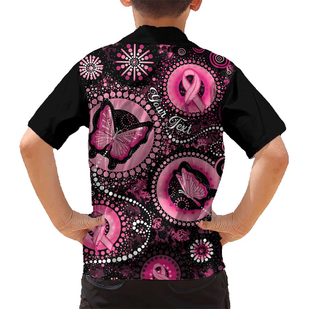 Personalised Australia Indigenous Hawaiian Shirt Breast Cancer Ribbon Think Pink - Black Version - Vibe Hoodie Shop