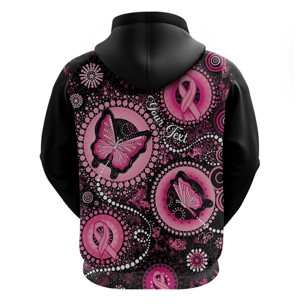 Personalised Australia Indigenous Hoodie Breast Cancer Ribbon Think Pink - Black Version - Vibe Hoodie Shop