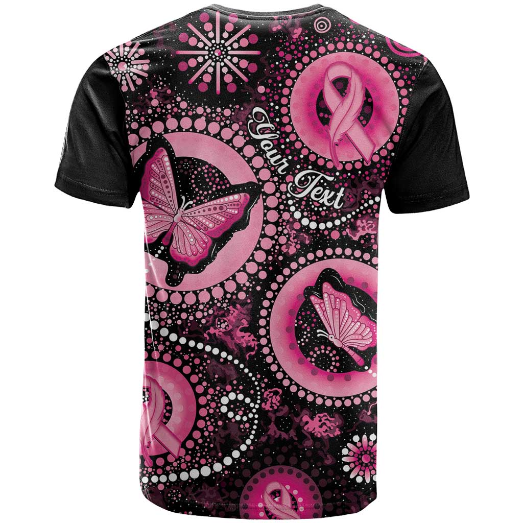 Personalised Australia Indigenous T Shirt Breast Cancer Ribbon Think Pink - Black Version - Vibe Hoodie Shop