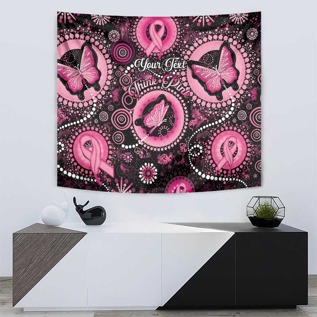 Personalised Australia Indigenous Tapestry Breast Cancer Ribbon Think Pink - Black Version - Vibe Hoodie Shop